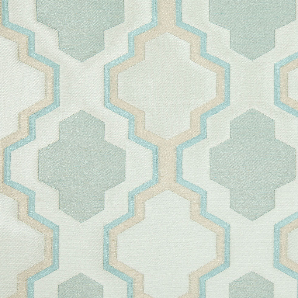 Ivory and Aqua Geometric Lines and Shapes Satiny Brocade Ivory and Aqua Geometric Lines and Shapes Satiny Brocade