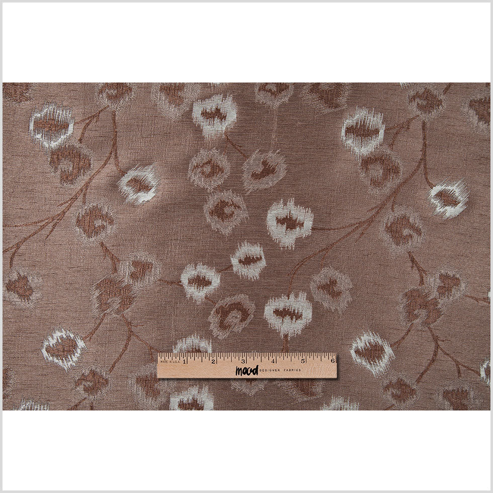 Taupe and Silver Soft Floral Satiny Brocade - Full Taupe and Silver Soft Floral Satiny Brocade - Full