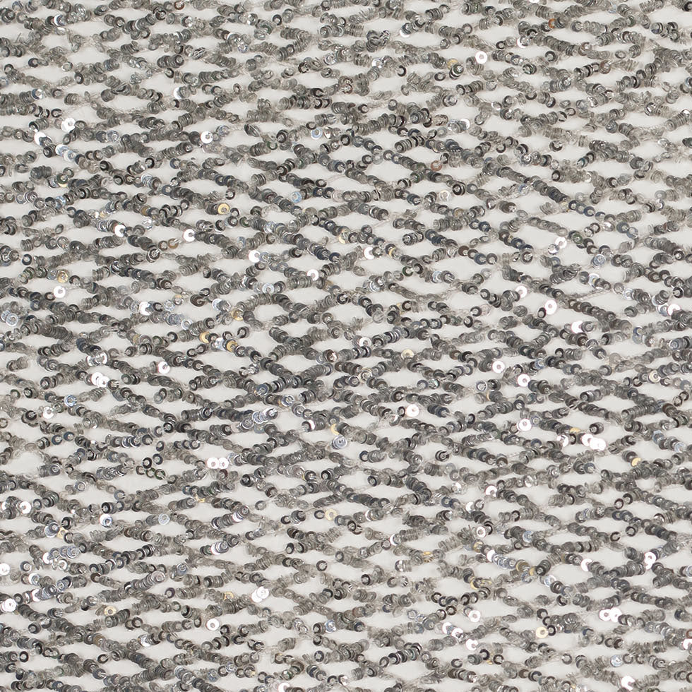Silver Sequined Netted Lace Detail Silver Sequined Netted Lace Detail