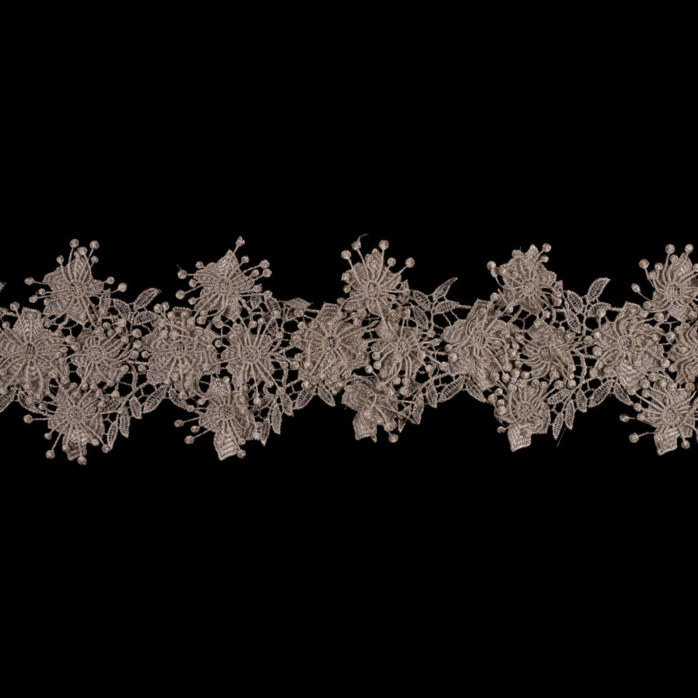 Metallic Silver Floral Lace Trim - 4.5 Metallic Silver Floral Lace Trim - 4.5