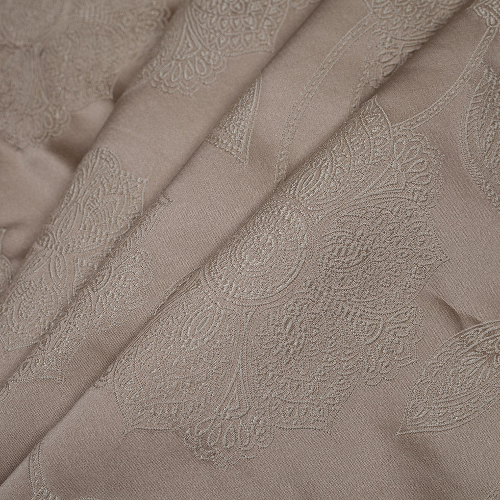 Dark Beige and Light Beige Floral Satin Jaquard Folded Dark Beige and Light Beige Floral Satin Jaquard Folded