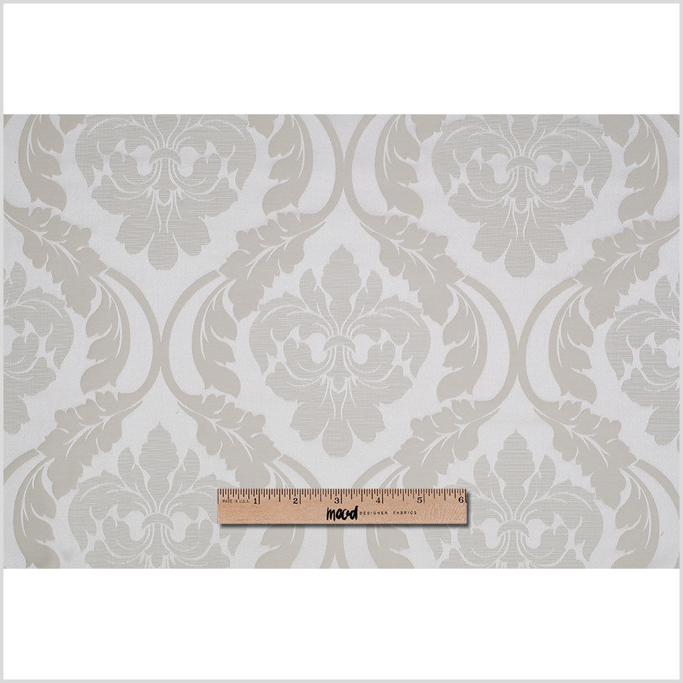 Pale Gold Floral Damask-Pattern Satin Jacquard - Full Pale Gold Floral Damask-Pattern Satin Jacquard - Full