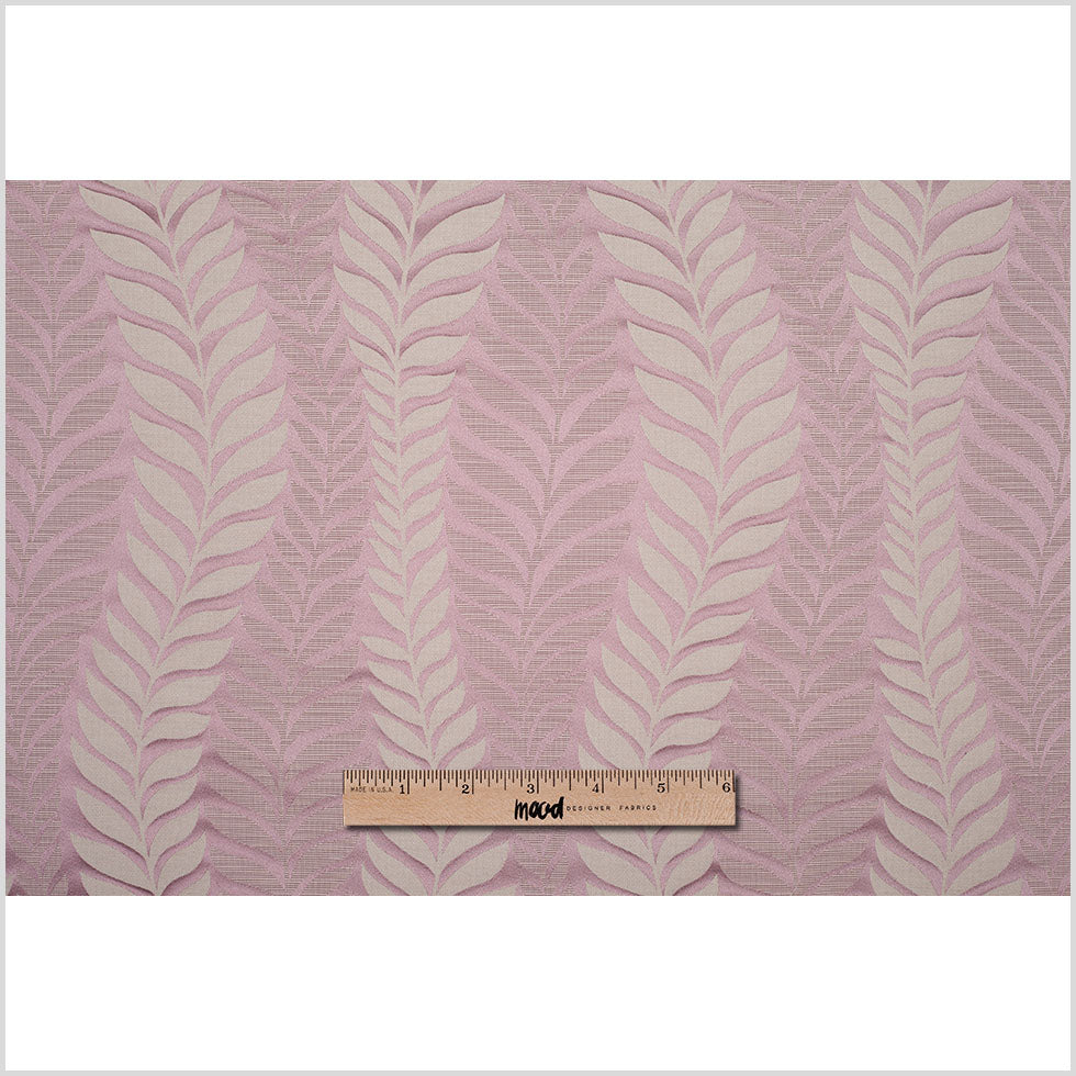 Pale Mauve Tone-on-Tone Leaves Satin Jacquard - Full Pale Mauve Tone-on-Tone Leaves Satin Jacquard - Full