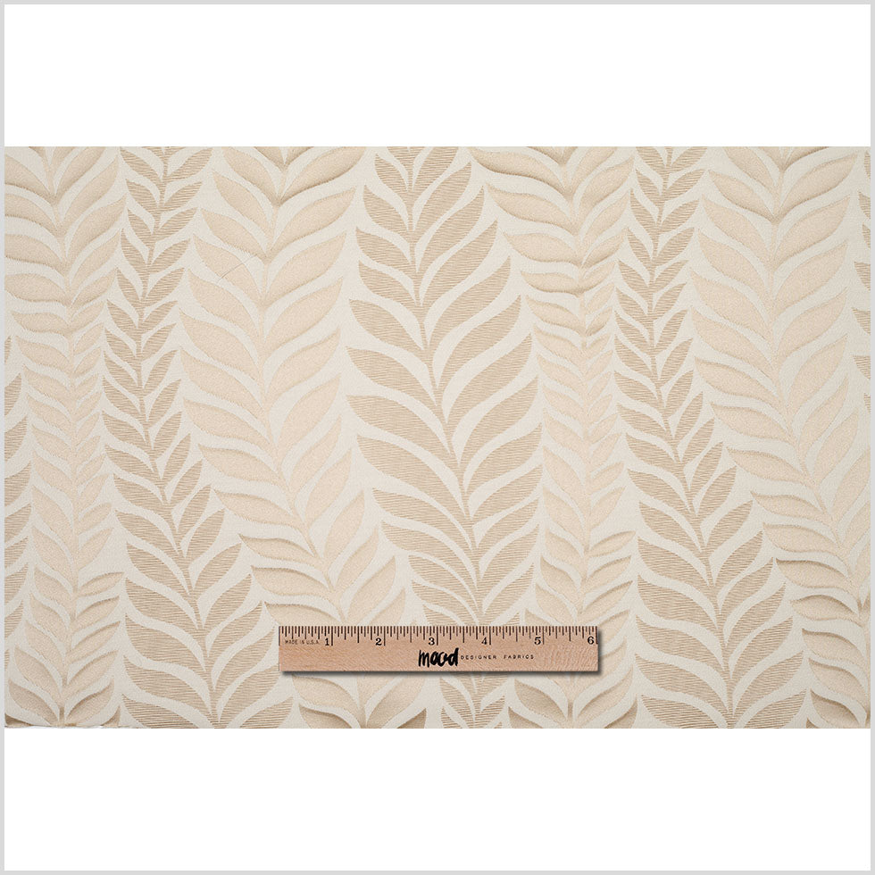 Beige and Light Beige Leafy Satin Jaquard - Full Beige and Light Beige Leafy Satin Jaquard - Full