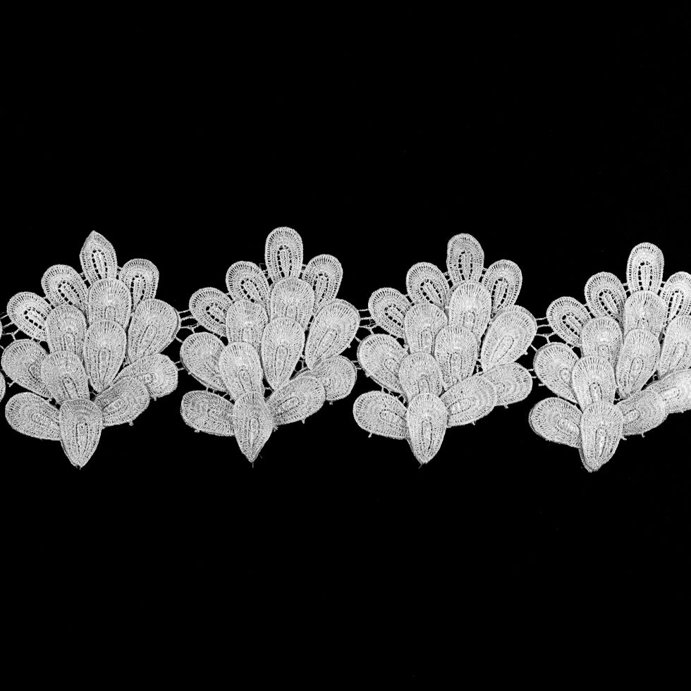 Metallic White 3D Lace Trim - 5.5 Metallic White 3D Lace Trim - 5.5