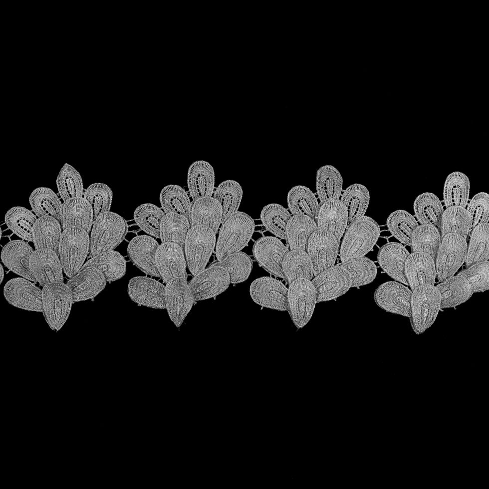 Metallic Silver 3D Lace Trim - 5.5 Metallic Silver 3D Lace Trim - 5.5