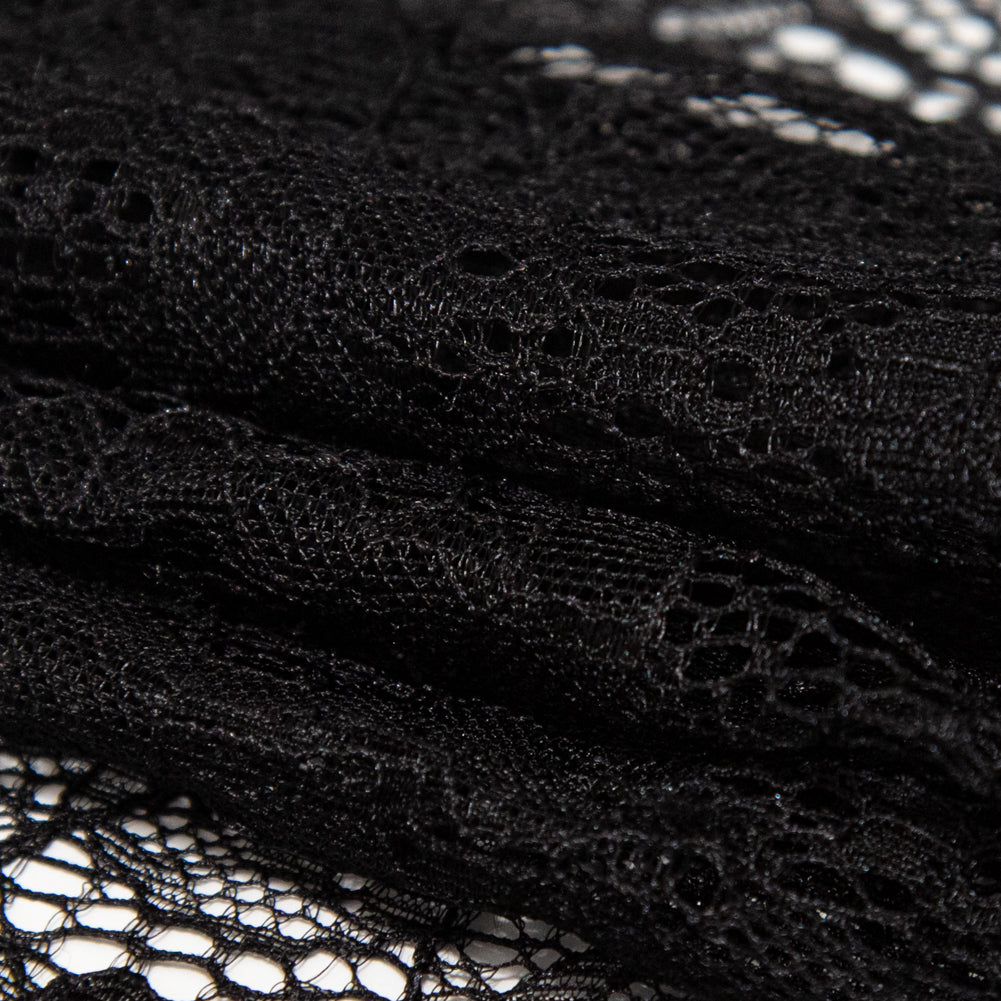 Jet Black Corded Floral Stretch Lace Detail Jet Black Corded Floral Stretch Lace Detail