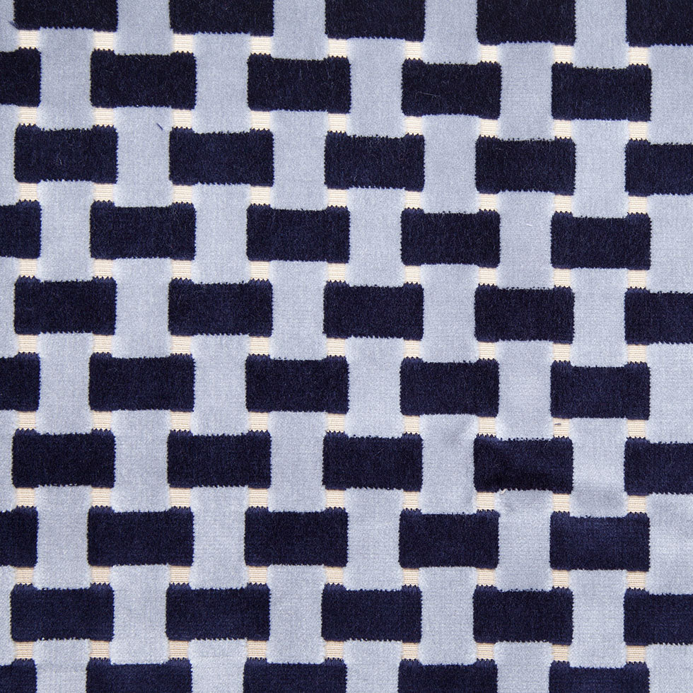 Indigo Lattice Work Cut Velvet Home Decor Fabric Indigo Lattice Work Cut Velvet Home Decor Fabric