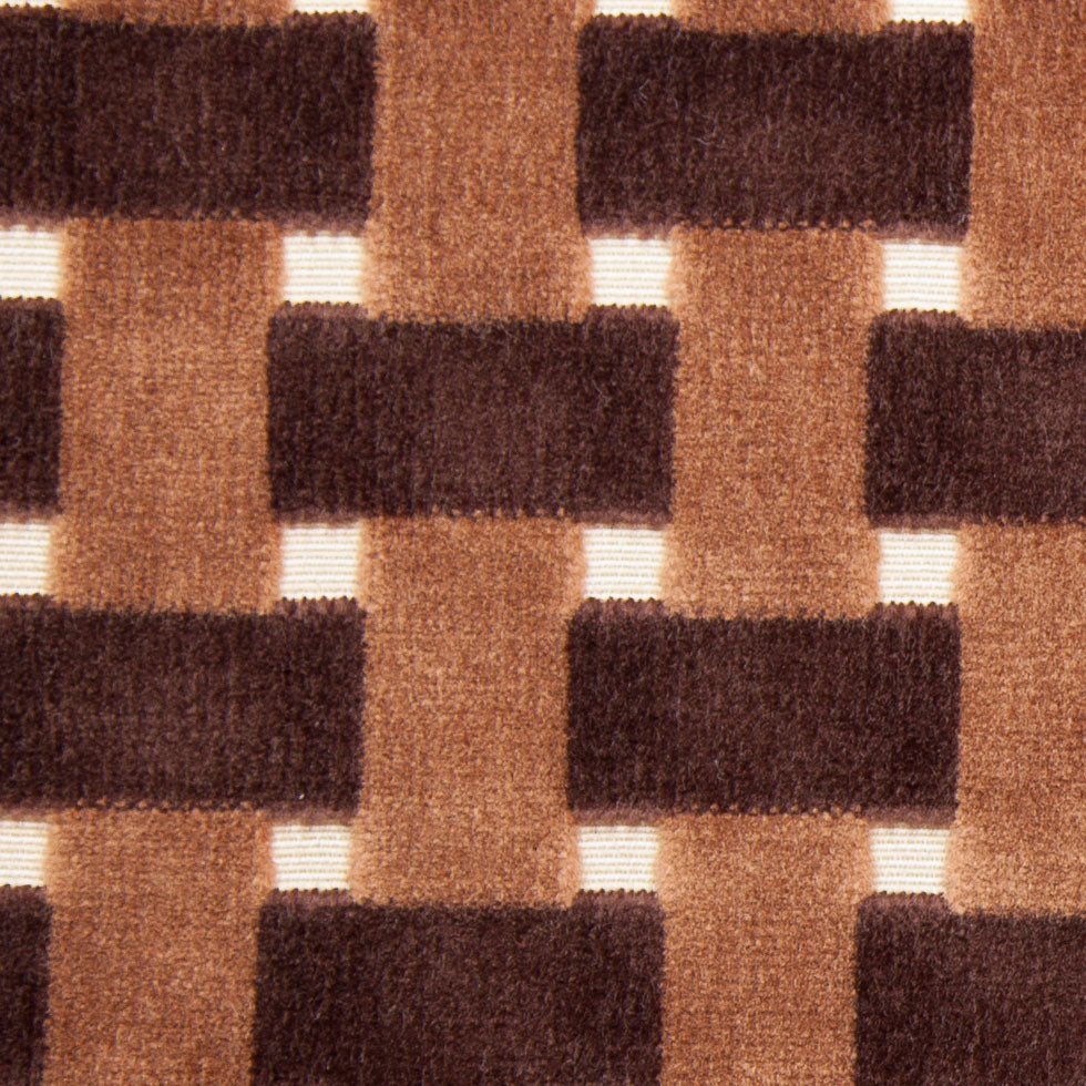 Chocolate Lattice Work Cut Velvet Home Decor Fabric - Detail Chocolate Lattice Work Cut Velvet Home Decor Fabric - Detail