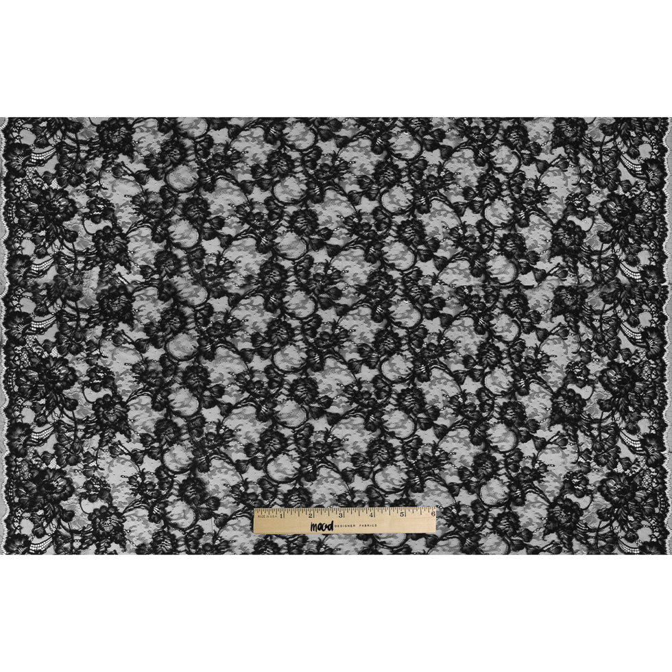 Black Floral Corded Lace - Full Black Floral Corded Lace - Full