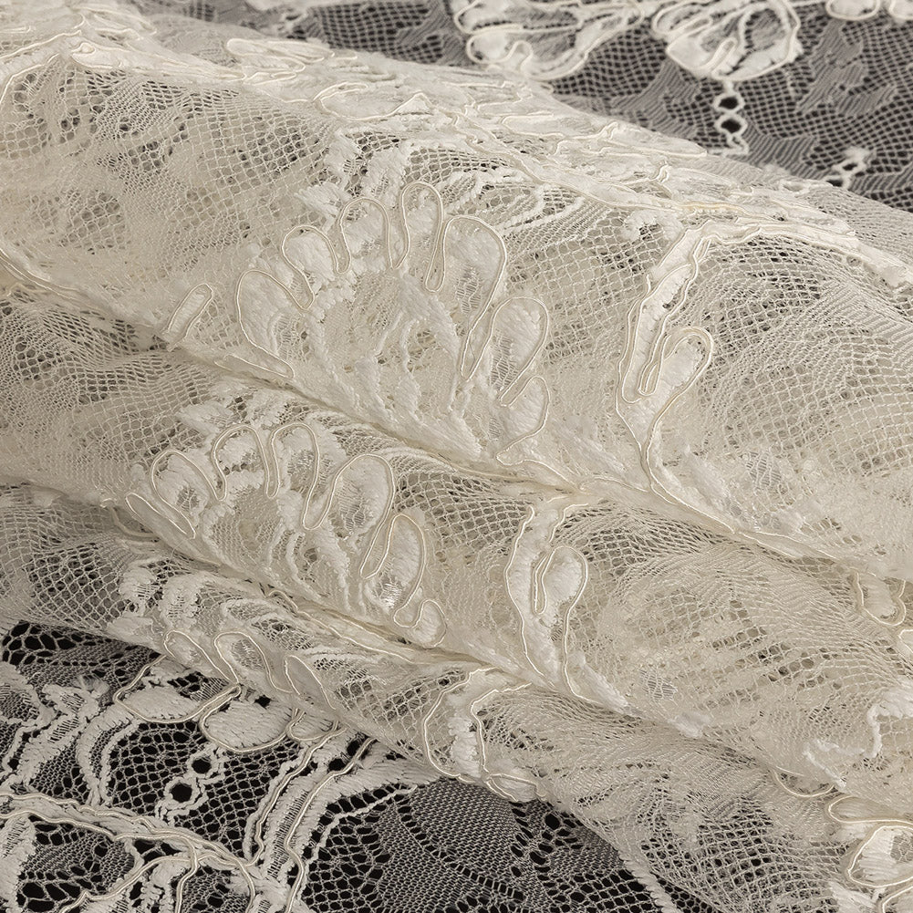 Corded Lace - Sweet Corn Floral Folded Corded Lace - Sweet Corn Floral Folded