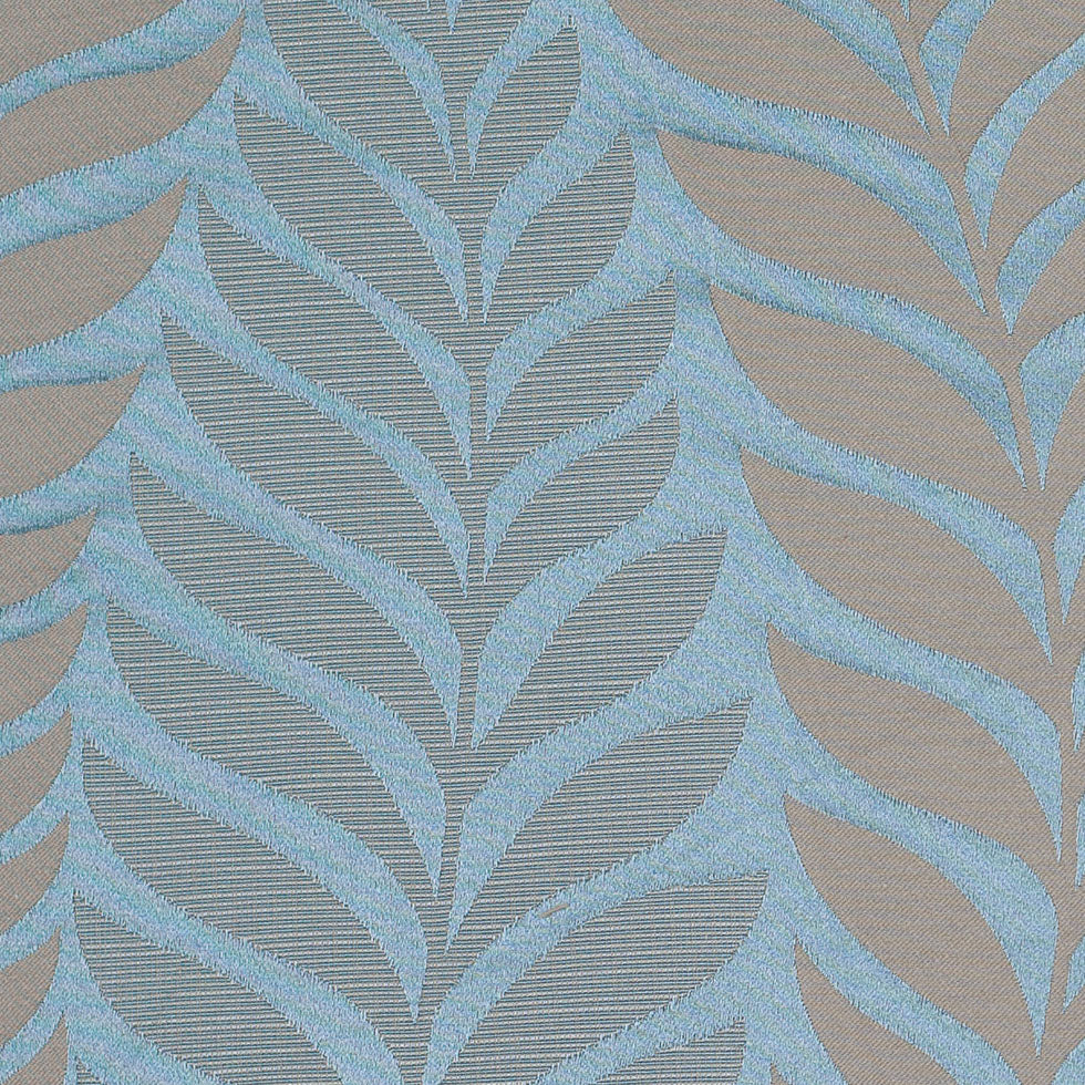 Canal Blue and Taupe Leaves Satin Jacquard Detail Canal Blue and Taupe Leaves Satin Jacquard Detail