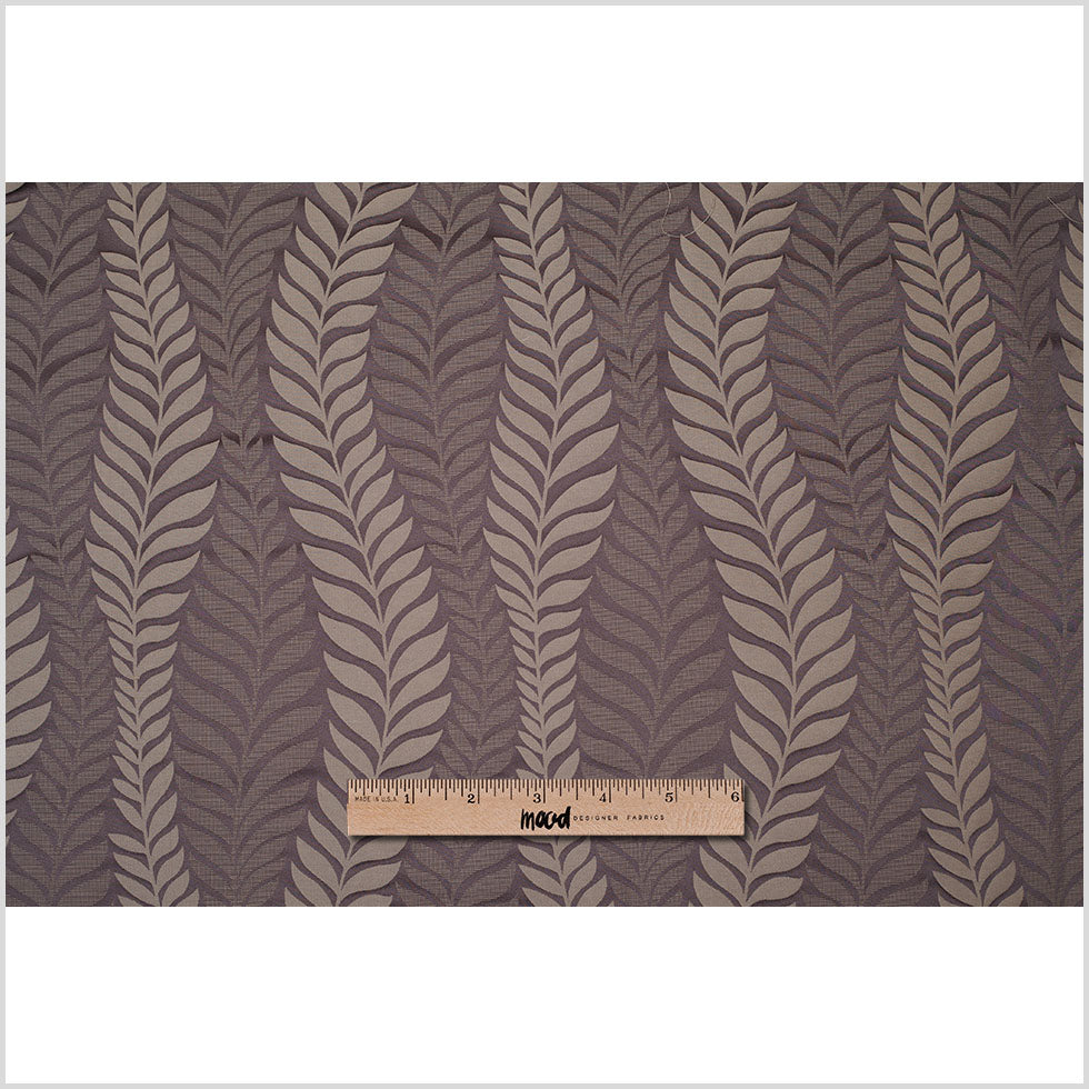 Deep Taupe Tone-on-Tone Leaves Satin Jacquard - Full Deep Taupe Tone-on-Tone Leaves Satin Jacquard - Full