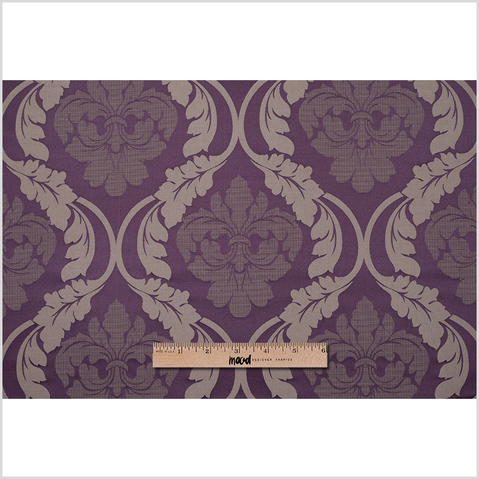 Plum Wine Floral Damask-Pattern Satin Jacquard Full Plum Wine Floral Damask-Pattern Satin Jacquard Full
