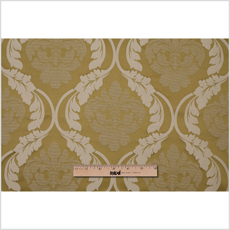 Golden Green Floral Damask-Pattern Satin Jacquard Full Golden Green Floral Damask-Pattern Satin Jacquard Full
