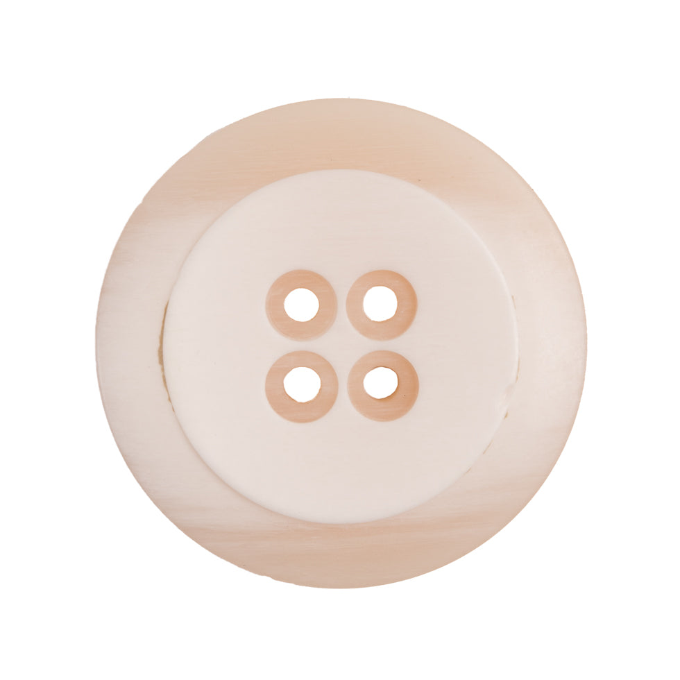 Plastic 4-Hole Button Made in Italy - 44L/28mm - Ivory Striations Dish Shaped Plastic 4-Hole Button Made in Italy - 44L/28mm - Ivory Striations Dish Shaped