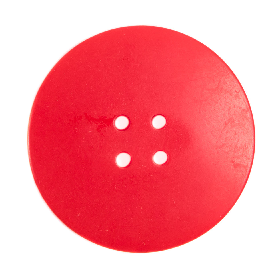 Italian Red Plastic Button - 54L/34mm - Detail Italian Red Plastic Button - 54L/34mm - Detail