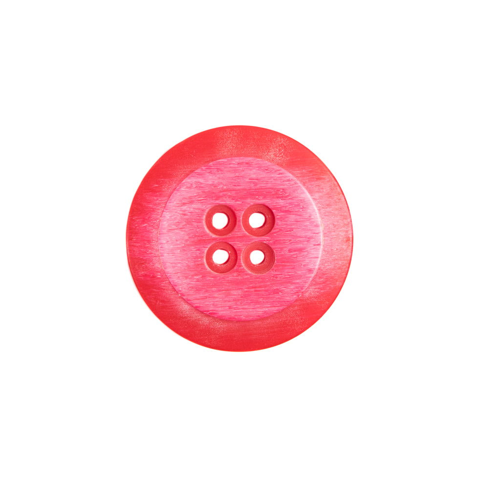 Plastic 4-Hole Button Made in Italy - 28L/18mm - Red and Pink Striations Dish Shaped Plastic 4-Hole Button Made in Italy - 28L/18mm - Red and Pink Striations Dish Shaped