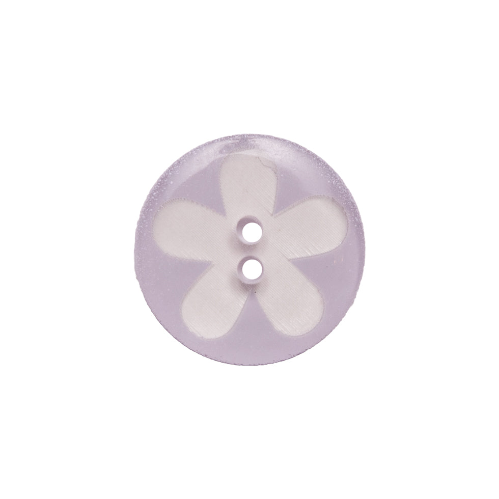 Italian Purple Floral Plastic Button - 24L/15mm Italian Purple Floral Plastic Button - 24L/15mm