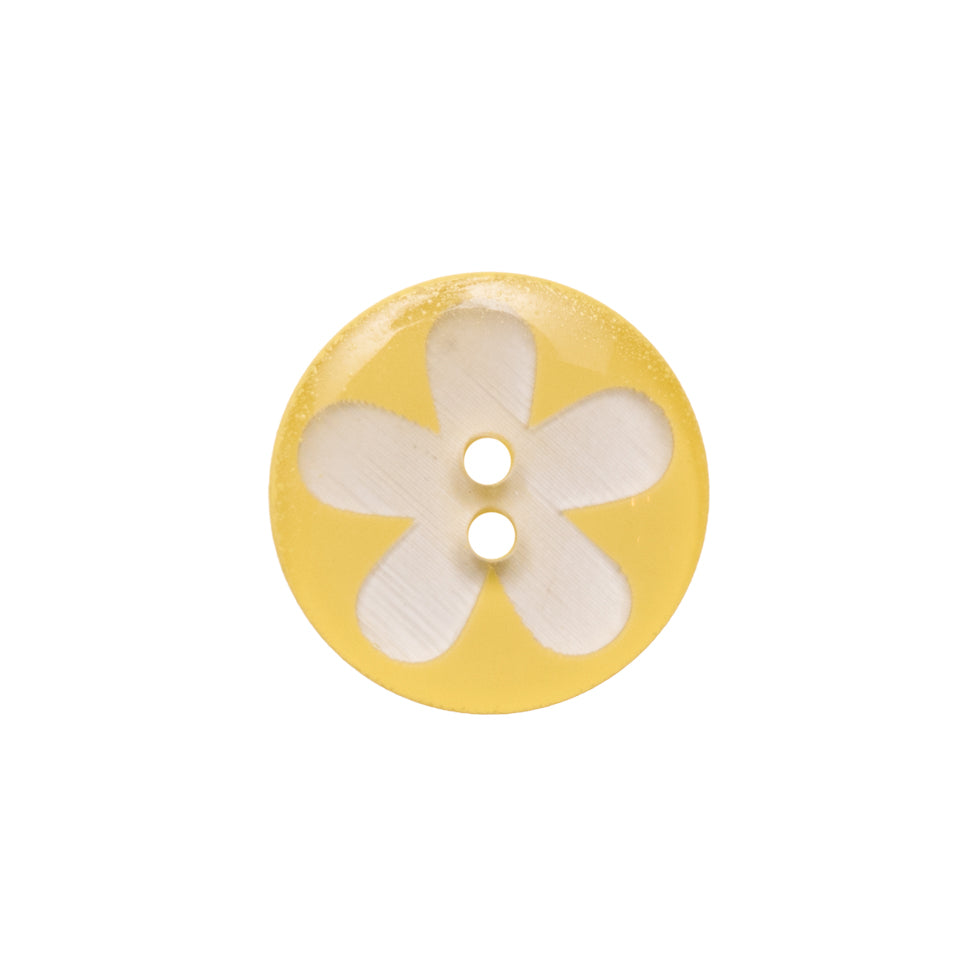 Italian Yellow Floral Plastic Button - 24L/15mm Italian Yellow Floral Plastic Button - 24L/15mm
