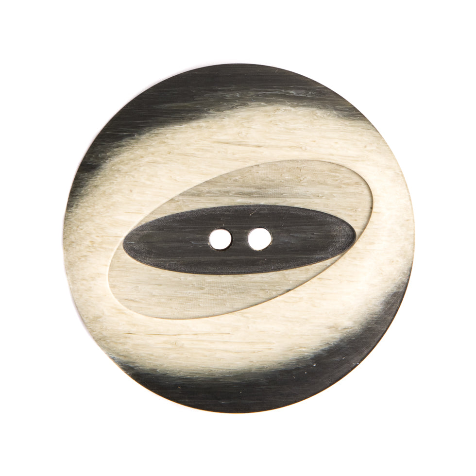 Italian Black/White Plastic Button - 44L/28mm Italian Black/White Plastic Button - 44L/28mm
