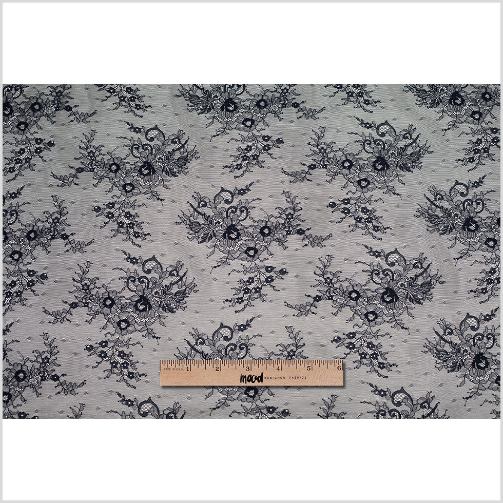Navy Floral Lace Fabric Folded Navy Floral Lace Fabric Folded
