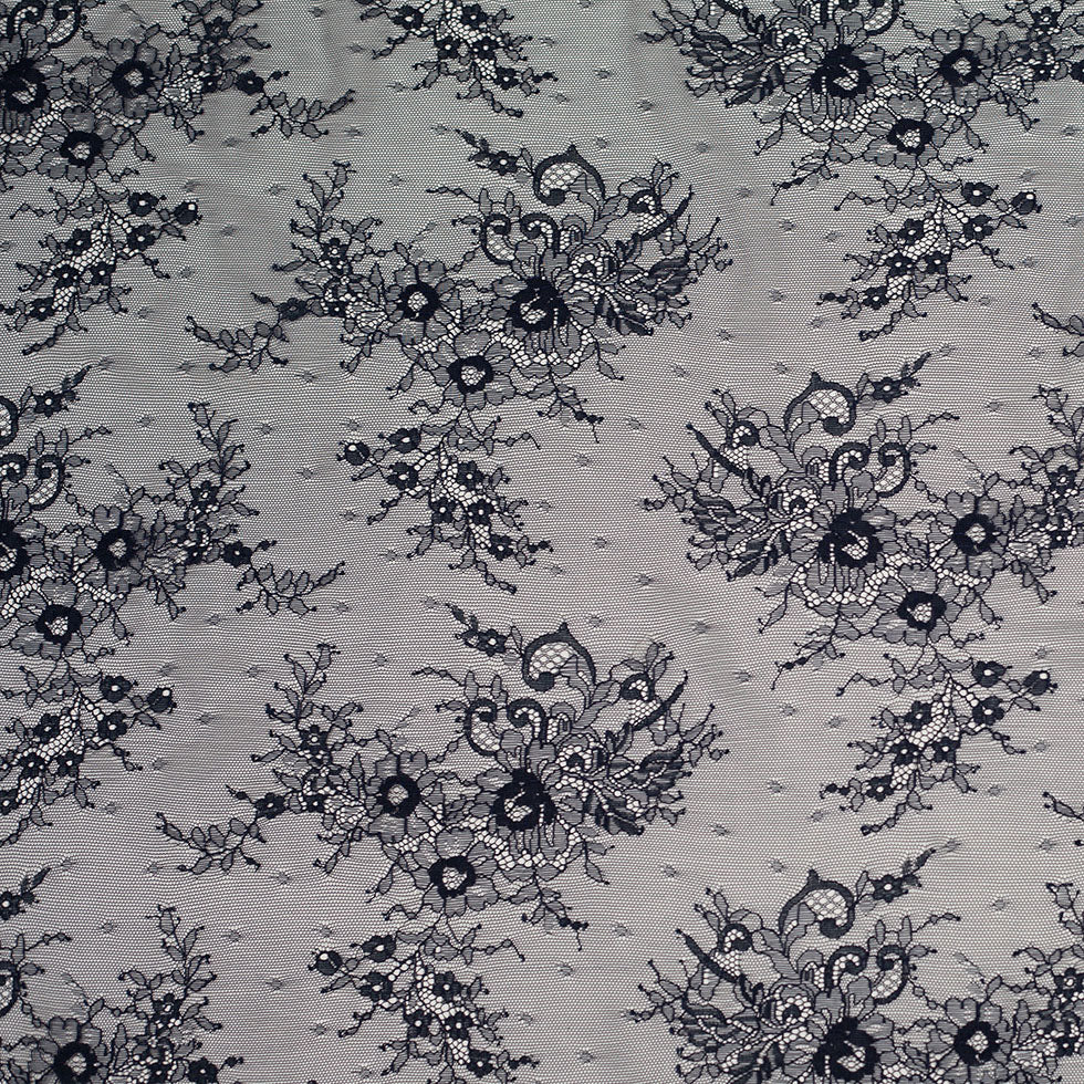 Navy Floral Lace Fabric Navy Floral Lace Fabric