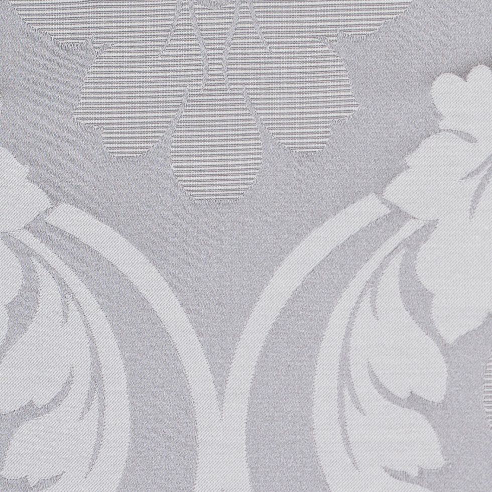 Silver Floral Damask-Pattern Satin Jacquard Detail Silver Floral Damask-Pattern Satin Jacquard Detail