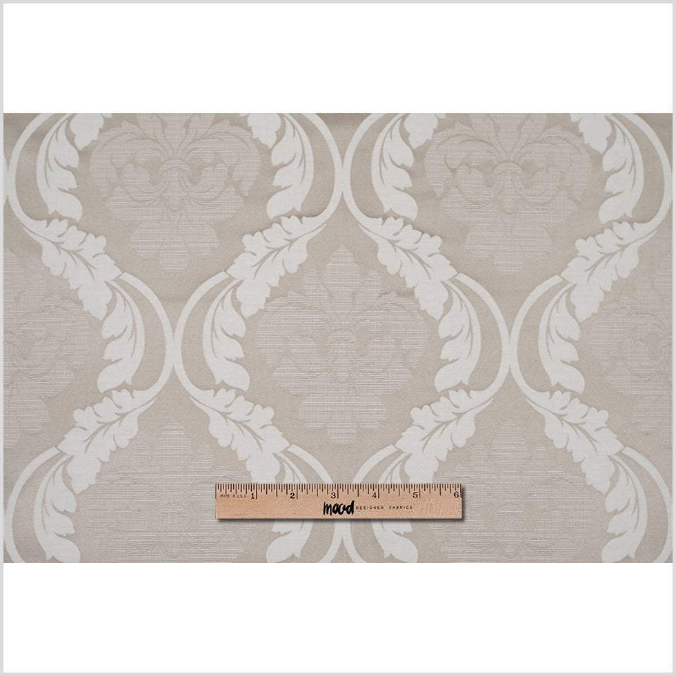 Champagne Floral Damask-Pattern Satin Jacquard - Full Champagne Floral Damask-Pattern Satin Jacquard - Full