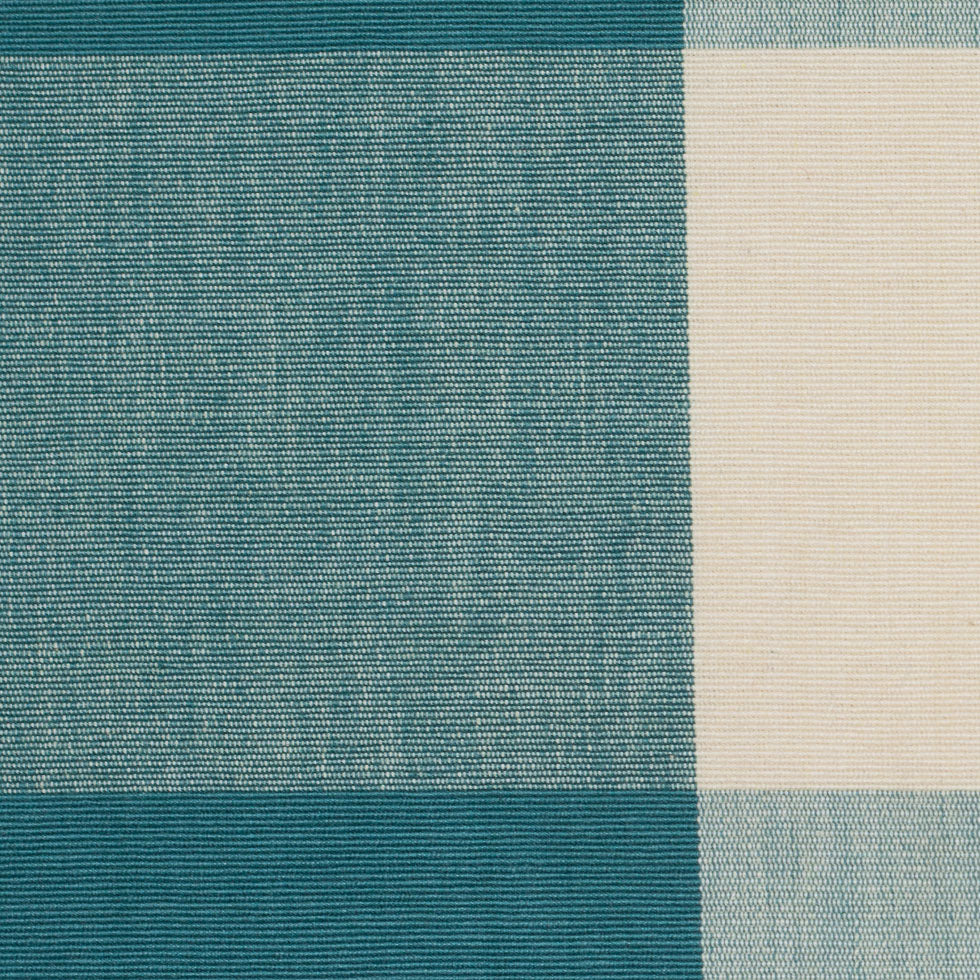 Teal and Cream Buffalo Check Cotton Canvas Detail Teal and Cream Buffalo Check Cotton Canvas Detail