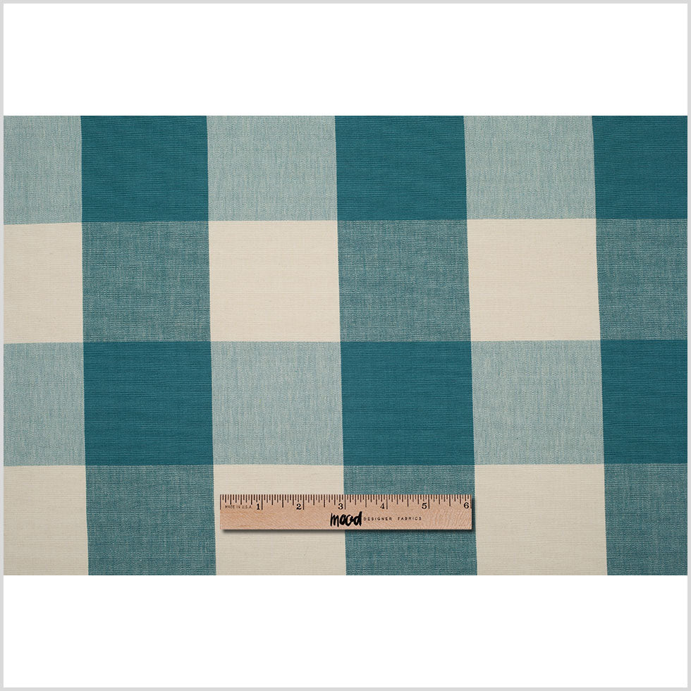 Teal and Cream Buffalo Check Cotton Canvas Full Teal and Cream Buffalo Check Cotton Canvas Full