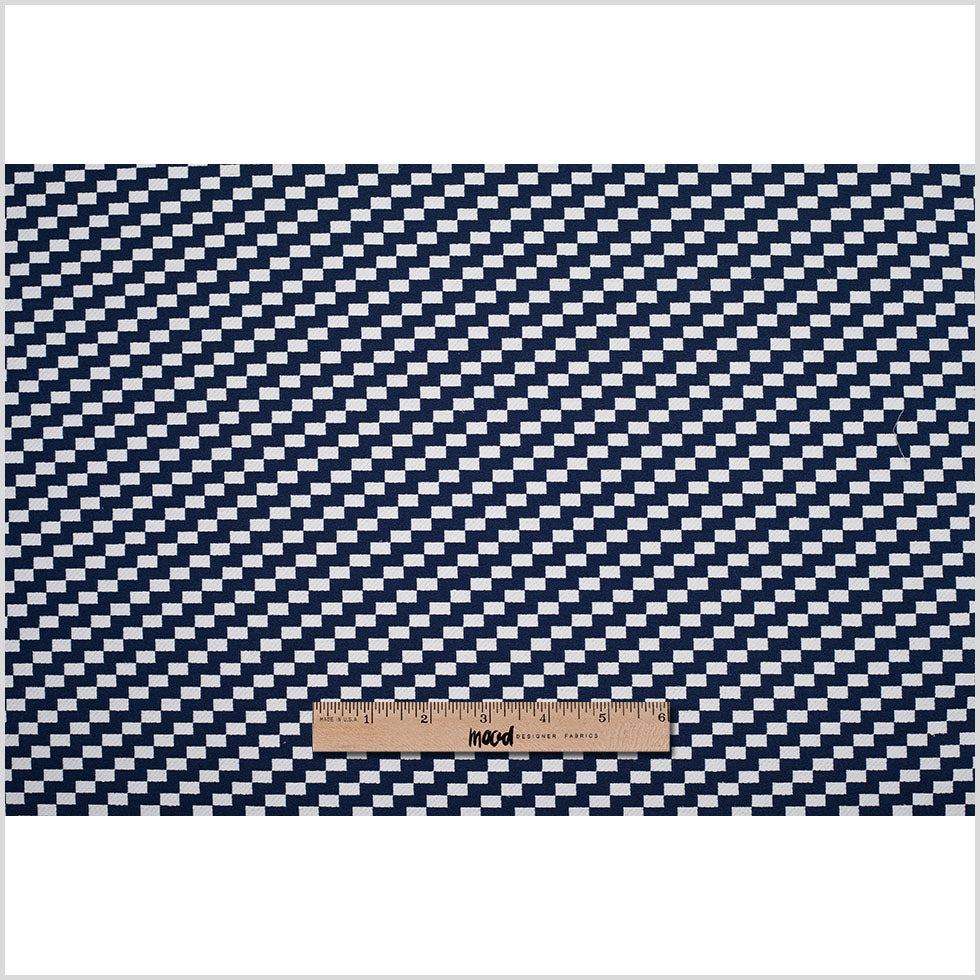 Navy Rectangle Checkerboard Woven Cotton - Full Navy Rectangle Checkerboard Woven Cotton - Full