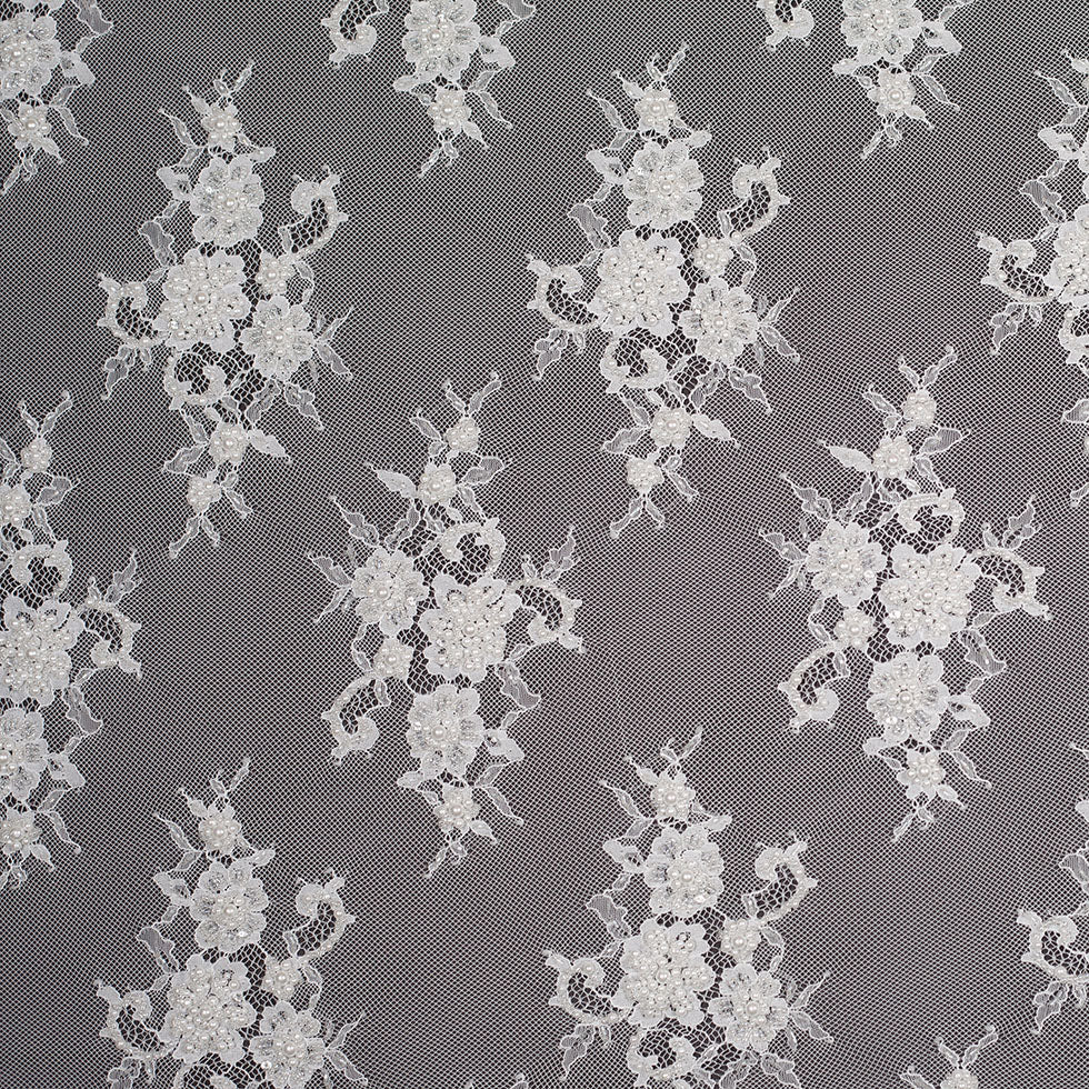 Beaded Lace - Off-White Floral Beaded Lace - Off-White Floral