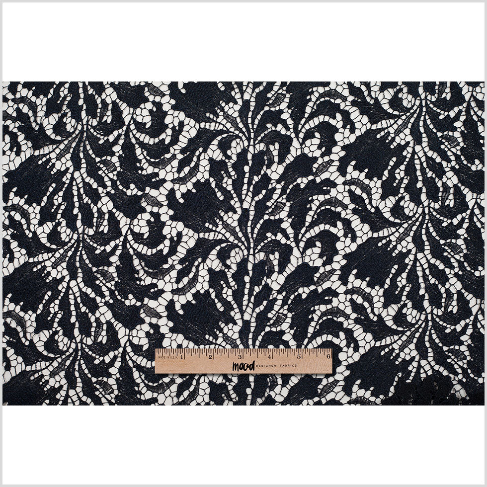 Black Iris Floral Re-embroidered Lace - Full Black Iris Floral Re-embroidered Lace - Full