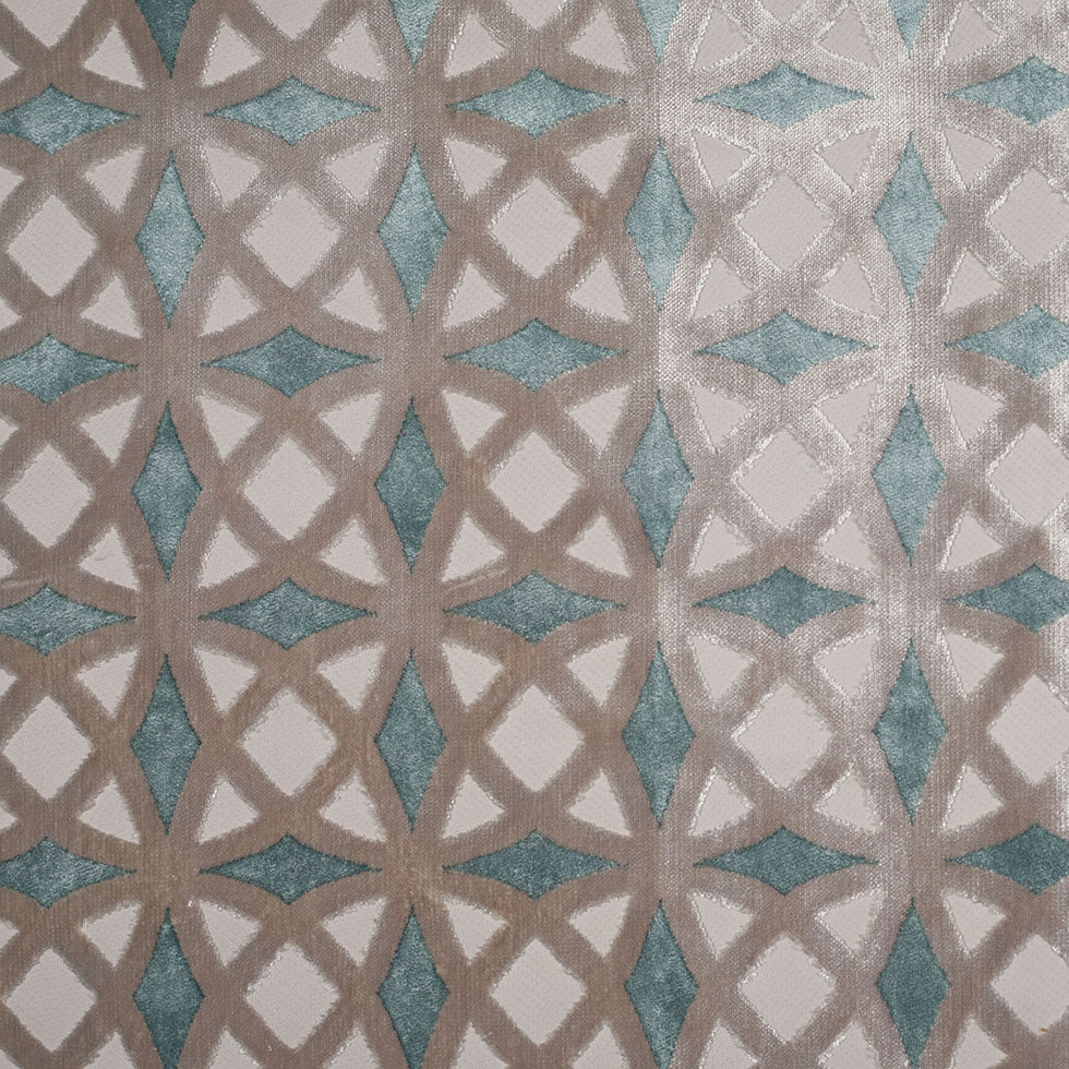 Turkish Aqua Geometric Laser Cut Velvet Turkish Aqua Geometric Laser Cut Velvet