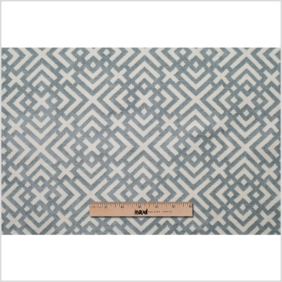 Mist Green and Erget White Geometric Acrylic-Polyester-Viscose Chenille Full Mist Green and Erget White Geometric Acrylic-Polyester-Viscose Chenille Full