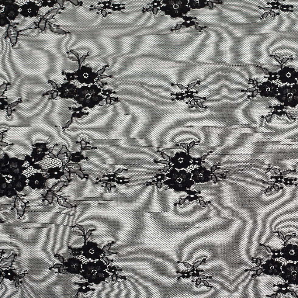 Black Nylon Floral Lace Fabric Black Nylon Floral Lace Fabric
