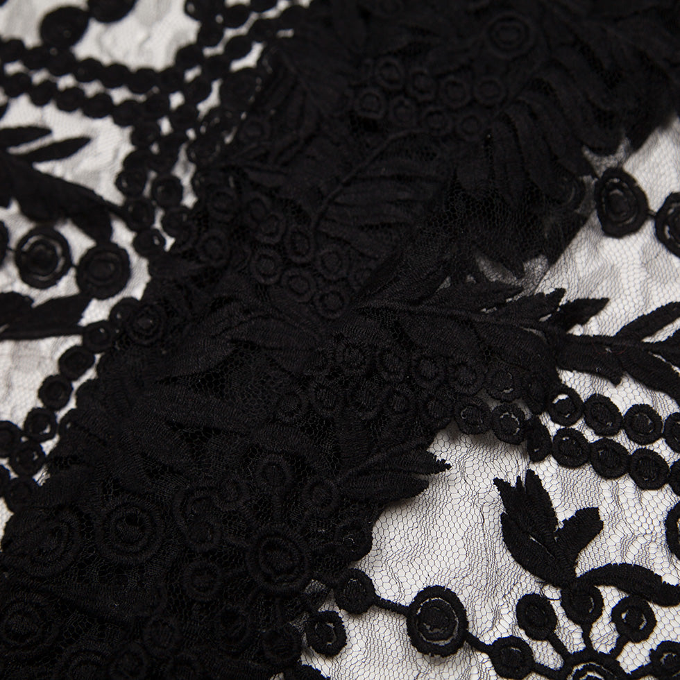 Black Floral Nylon Lace Detail Black Floral Nylon Lace Detail