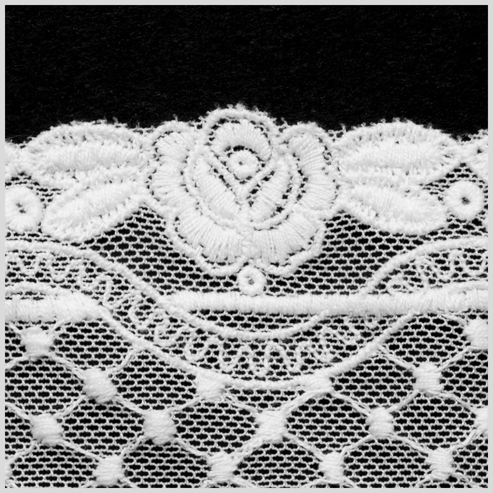6 White Cotton Floral Lace Trim - Detail 6 White Cotton Floral Lace Trim - Detail