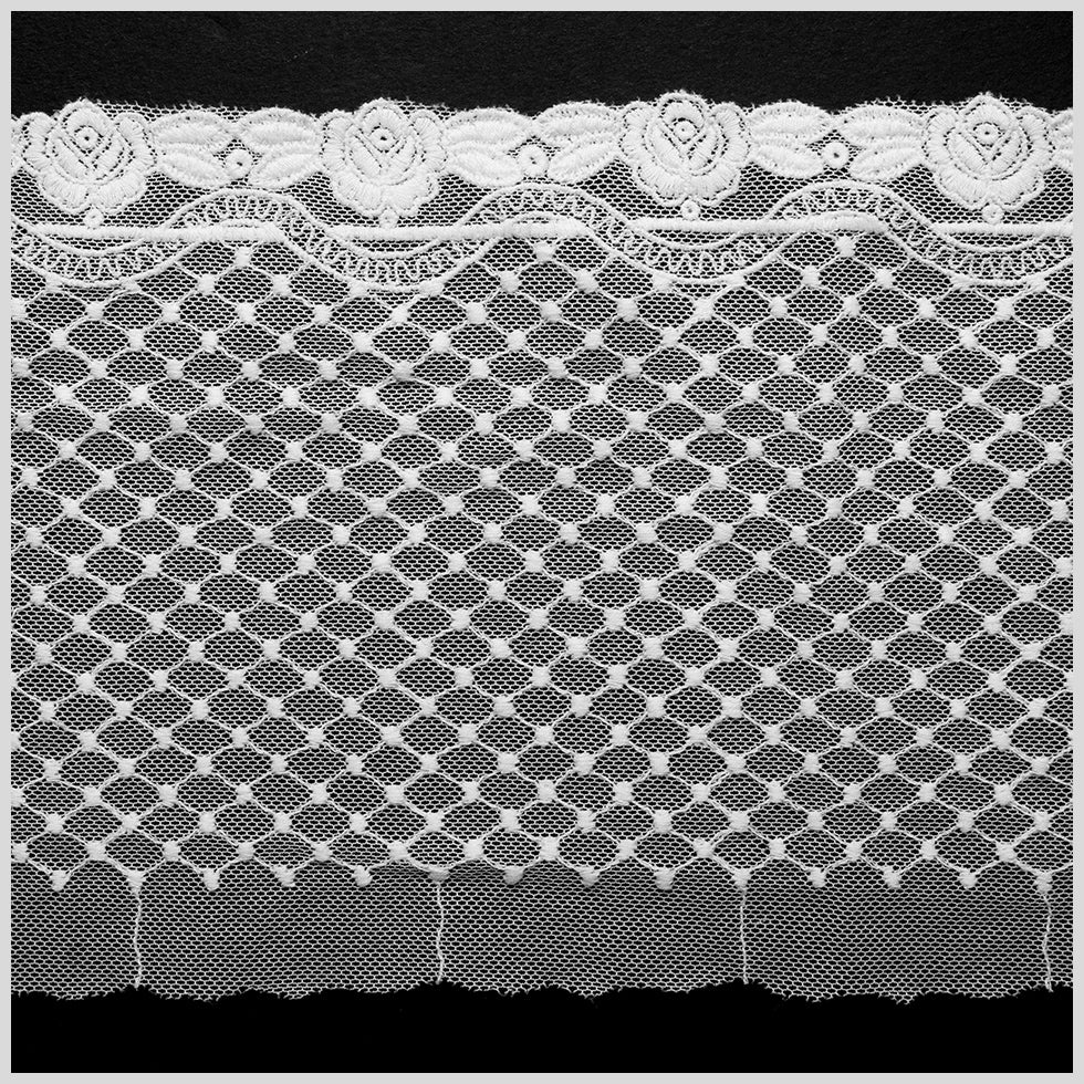 6 White Cotton Floral Lace Trim 6 White Cotton Floral Lace Trim