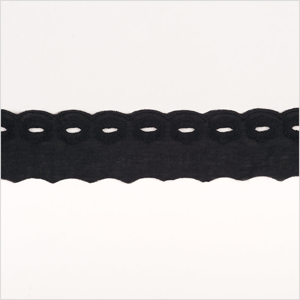 1.5" Black Cotton Eyelet Trimming 1.5" Black Cotton Eyelet Trimming