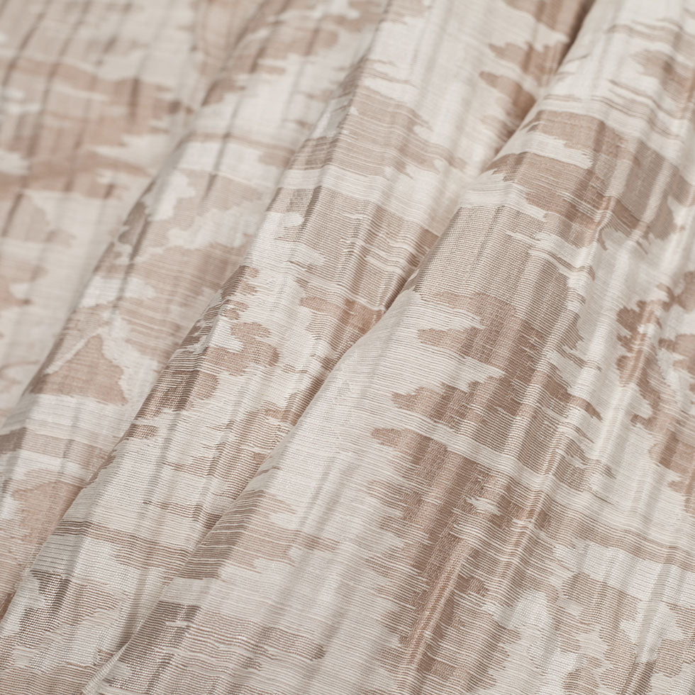 Indian Ivory/Beige Ikat-Like Geometric Poly/Cotton Brocade Folded Indian Ivory/Beige Ikat-Like Geometric Poly/Cotton Brocade Folded