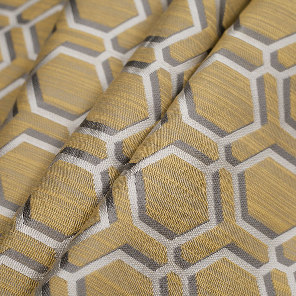Indian Yellow/Gray Geometric Poly/Cotton Brocade Folded Indian Yellow/Gray Geometric Poly/Cotton Brocade Folded