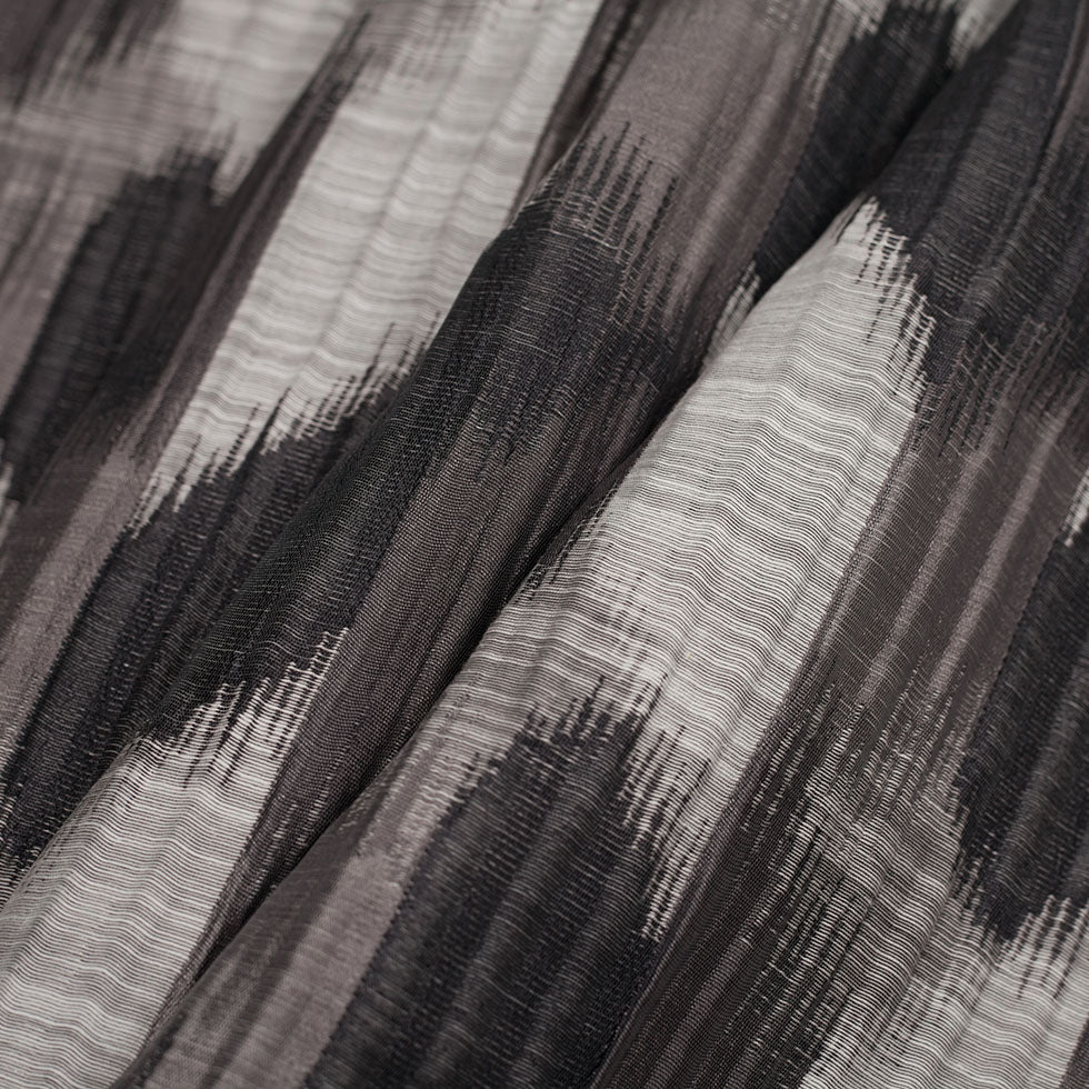 Indian Black/White Ikat-Like Poly/Cotton Brocade - Folded Indian Black/White Ikat-Like Poly/Cotton Brocade - Folded