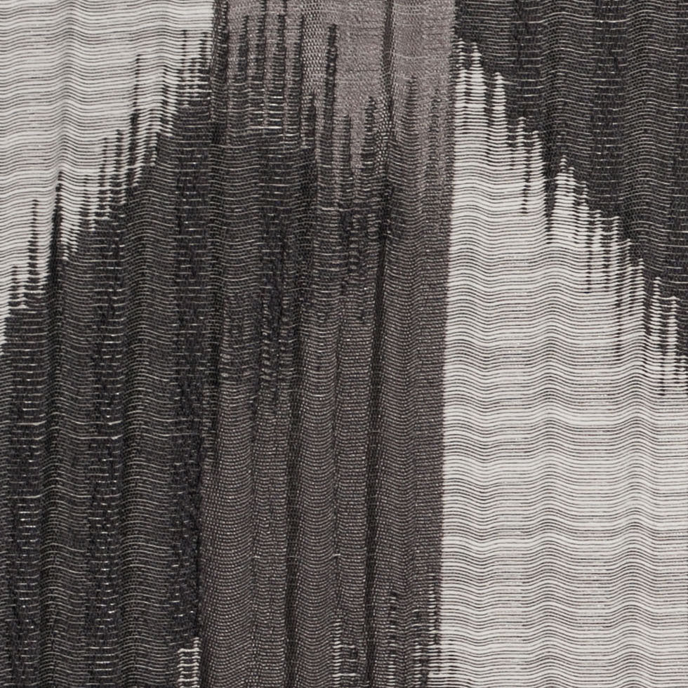 Indian Black/White Ikat-Like Poly/Cotton Brocade - Detail Indian Black/White Ikat-Like Poly/Cotton Brocade - Detail