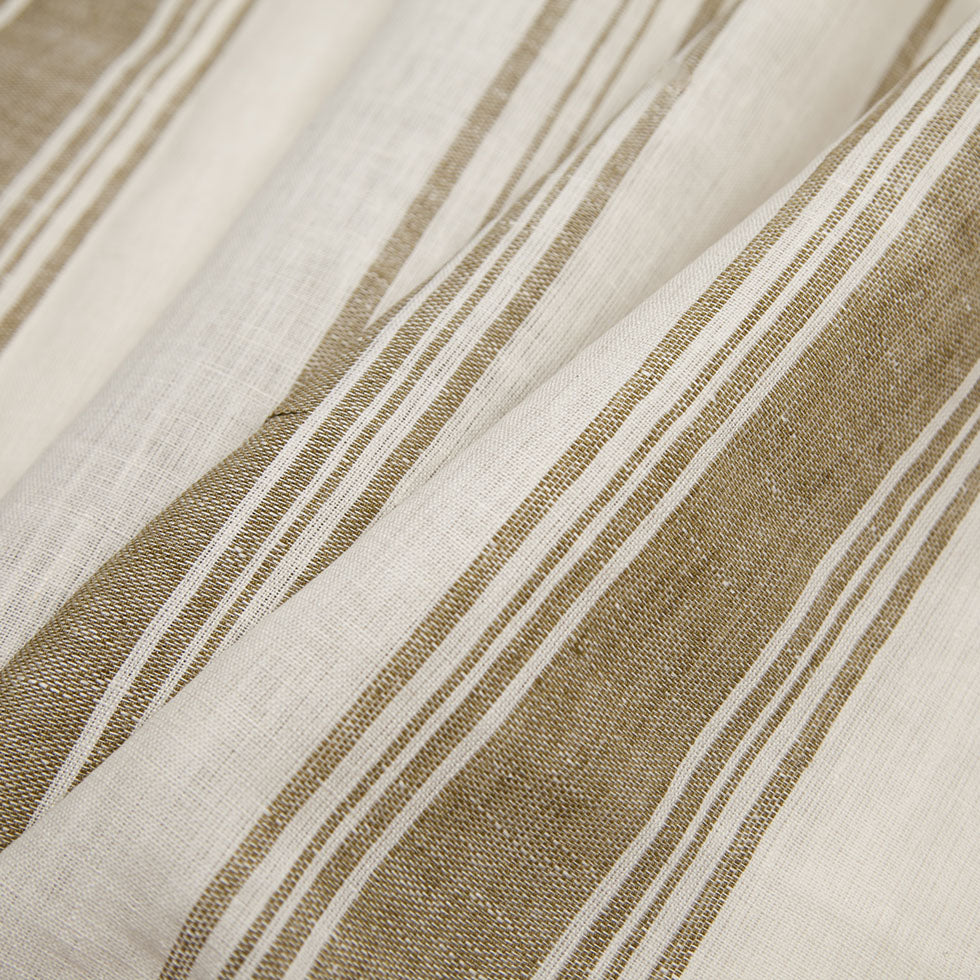 Indian Olive/White Striped Linen Woven - Folded Indian Olive/White Striped Linen Woven - Folded
