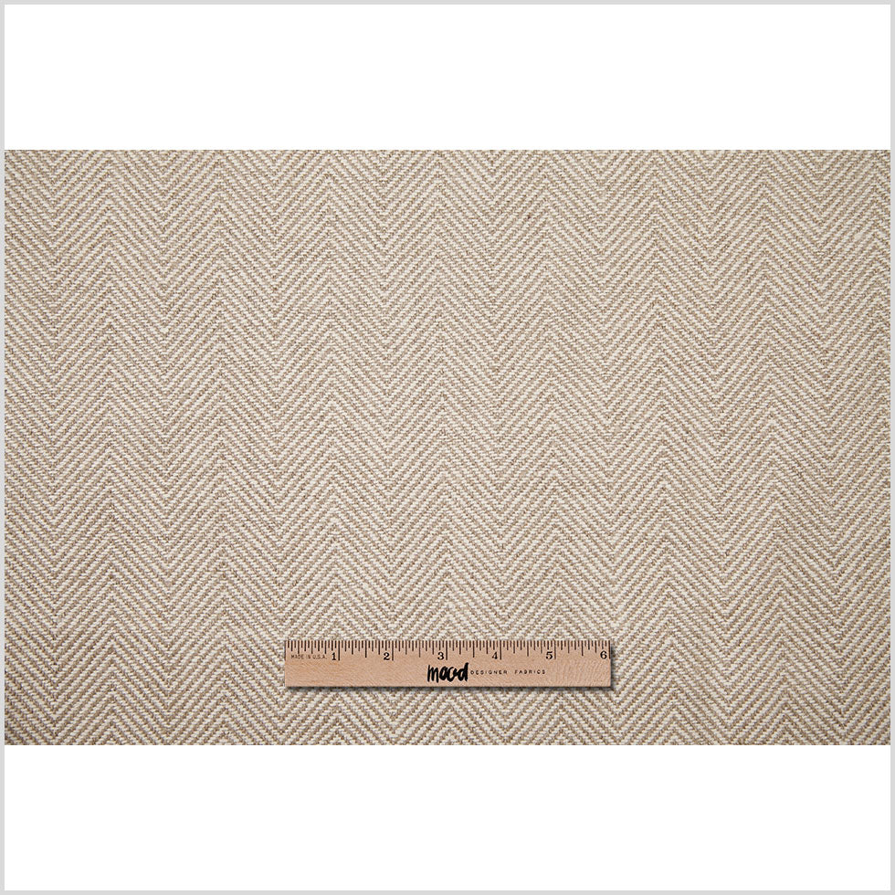 Indian Natural/White Herringbone Linen Woven - Full Indian Natural/White Herringbone Linen Woven - Full