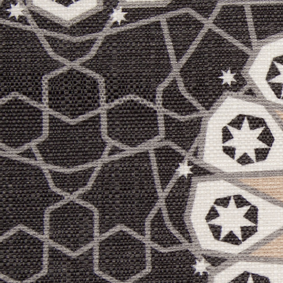 Spanish Black/Beige Geometric Poly/Cotton Canvas Detail Spanish Black/Beige Geometric Poly/Cotton Canvas Detail