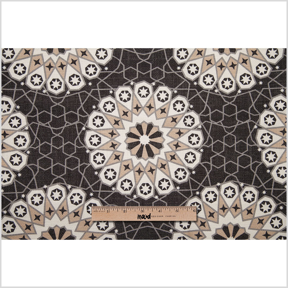 Spanish Black/Beige Geometric Poly/Cotton Canvas Full Spanish Black/Beige Geometric Poly/Cotton Canvas Full