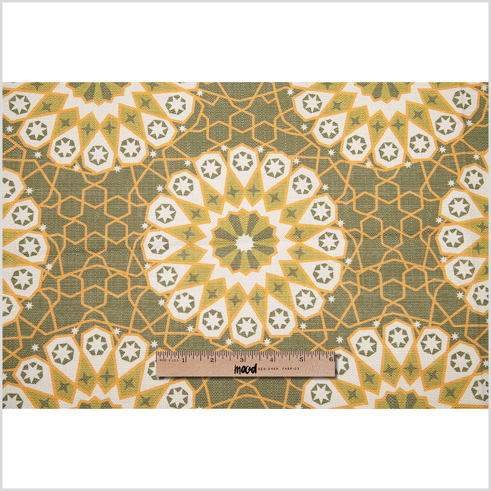 Spanish Green Geometric Poly/Cotton Canvas - Full Spanish Green Geometric Poly/Cotton Canvas - Full